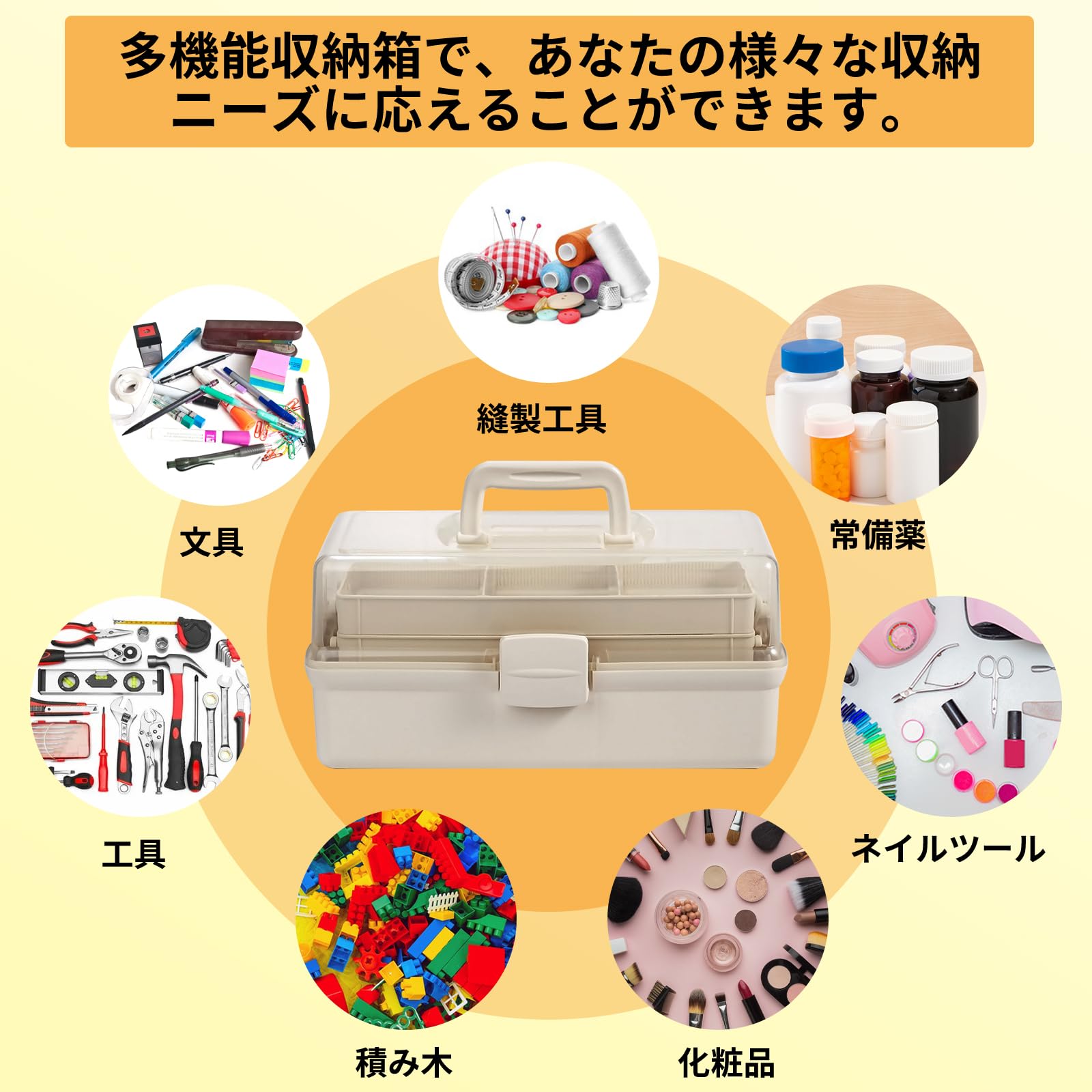 Amazon.co.jp: 大容量3段式ツールボックス 多機能収納ボックス 半透明